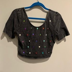 Crop Top with Multi-Colored Gems